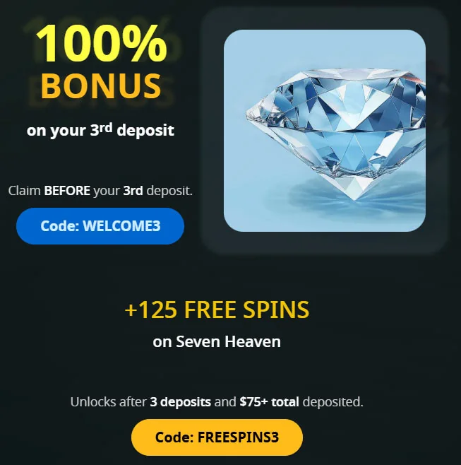 3 Einzahlungs-Willkommensbonus Winaday Casino